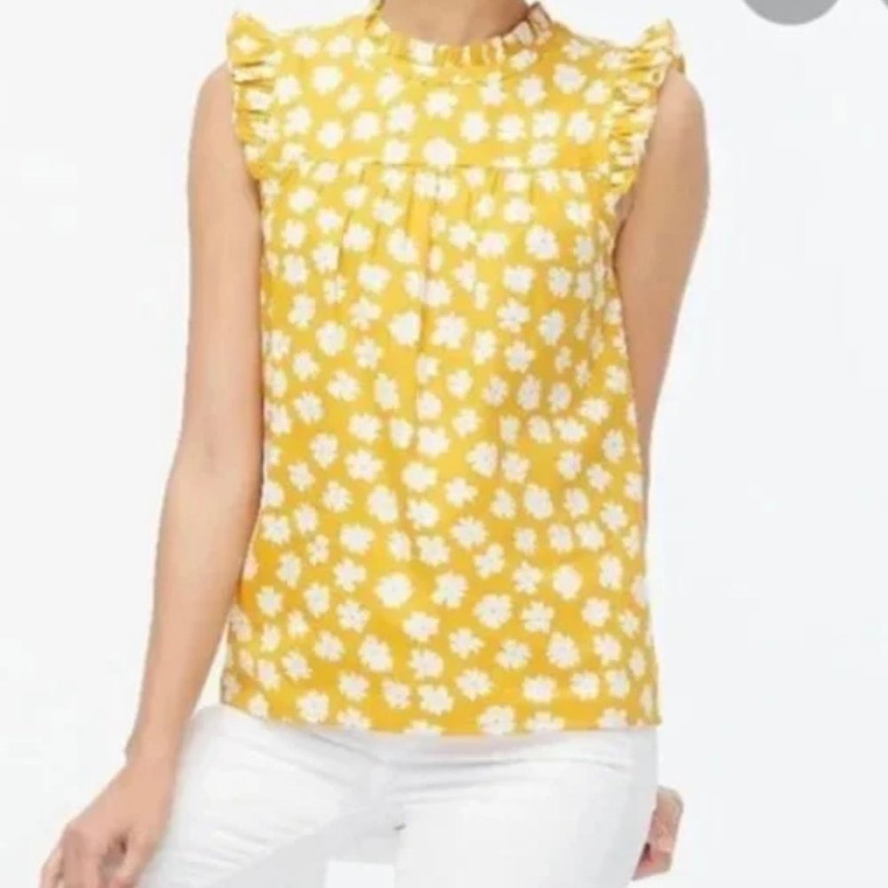 Yellow floral J. Crew sleeveless top